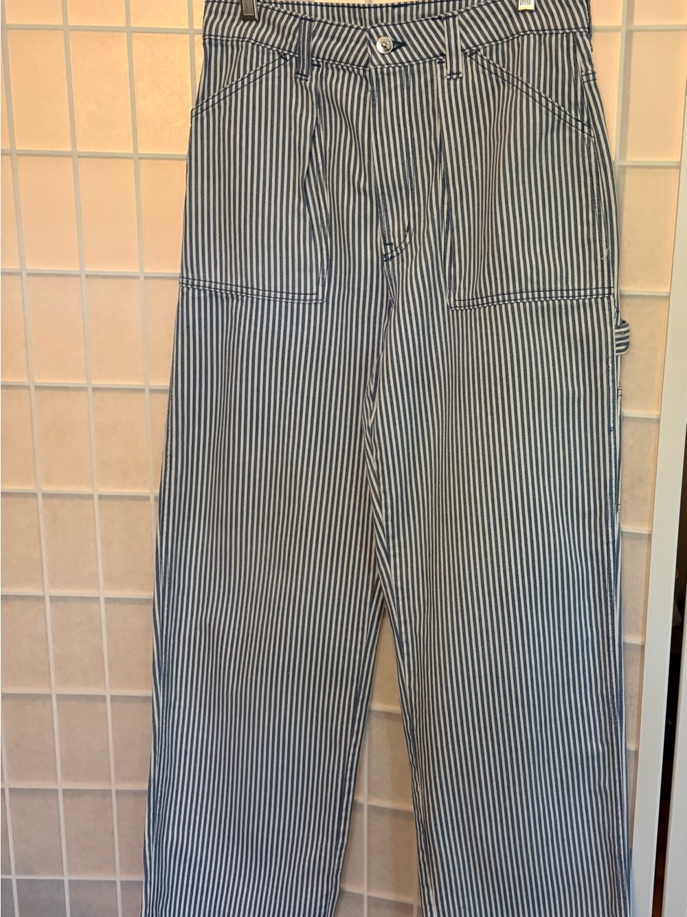H&M Navy and White Striped Cargo Pants